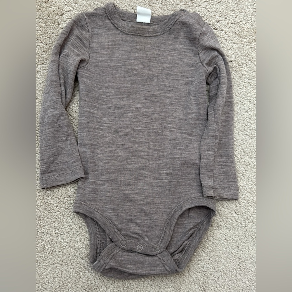 Wool Long Sleeve Baby Onesie